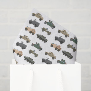 Papier de soie Véhicules Militaires, Découpage de