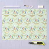 Papier de soie vert pâle aux oiseaux bleus (Artisanat)