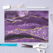 Papier de soie violet pourpre agate paillettes dor (Artisanat)