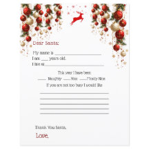 Dear Santa Letter Red GoldOrnaments Christmas Tree