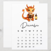 Papier December Baby Dragon Art Print Whimsical Calendar  (Devant / Derrière)