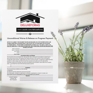 Papier Décharge de renonciation inconditionnelle de toit
