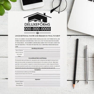 Papier Décharge et renonciation inconditionnelle de toit