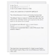 Déclaration légale d'affidavit d'identification