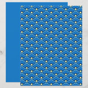 Papier Déco pétoncles chinois, bleu océan et Indigo