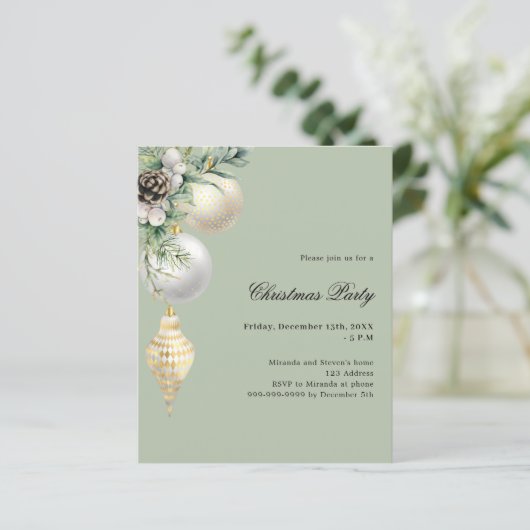 Papier Décor blanc vert décoration Noël (Debout devant)