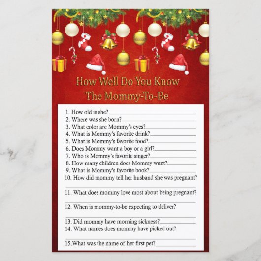 Papier Décor de Noël à quel point connaissez-vous le jeu (Devant)