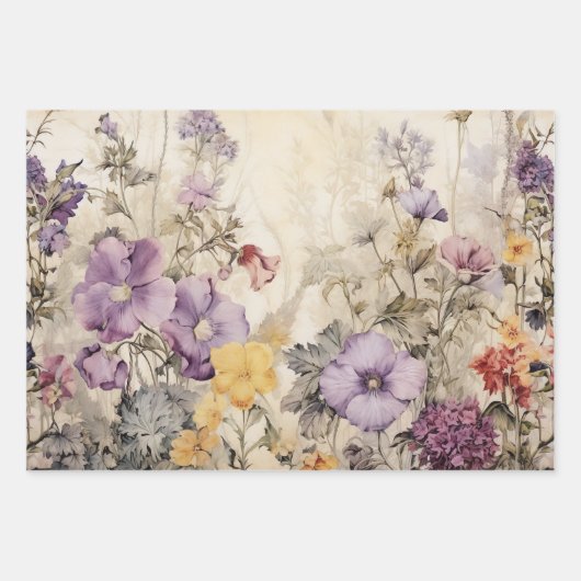 PAPIER DÉCORATIF DÉCOUPABLE fleur sauvage SET (Devant)