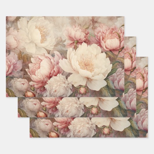 PAPIER DÉCORATIF SHABBY ROMANTIQUE ROSE PEONTIT SE (Lot)