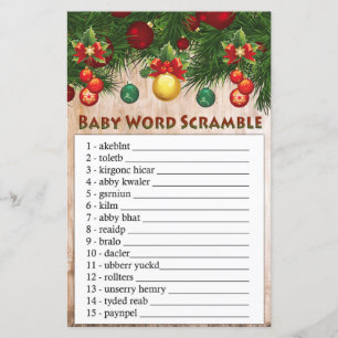 Papier décorations de noël Baby word scramble jeu