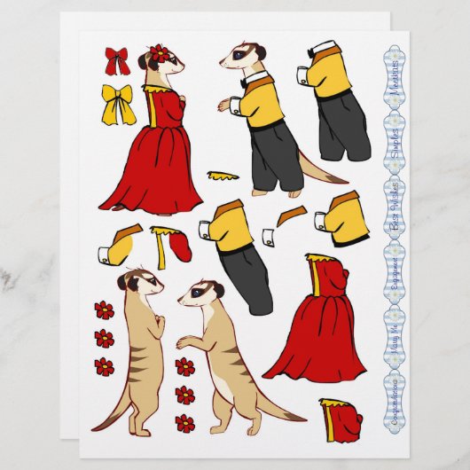 Papier Découpage 3D - Amoureux des suricates (Devant / Derrière)