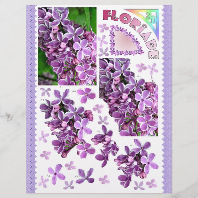 Papier Découpage 3D - Floriade - Fleurs de jardin Lilac (Devant)