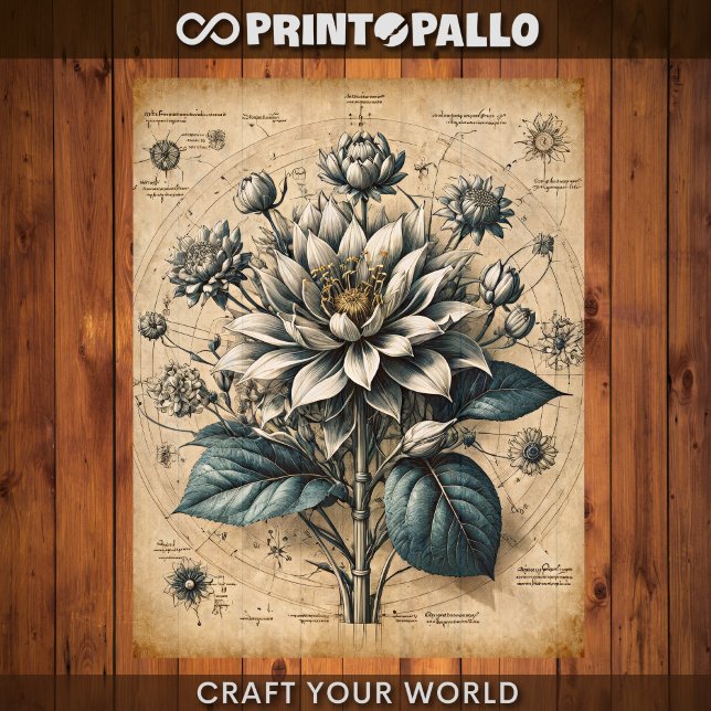 Papier Découpage - Fleur blanche sur parchemin (Créateur téléchargé)