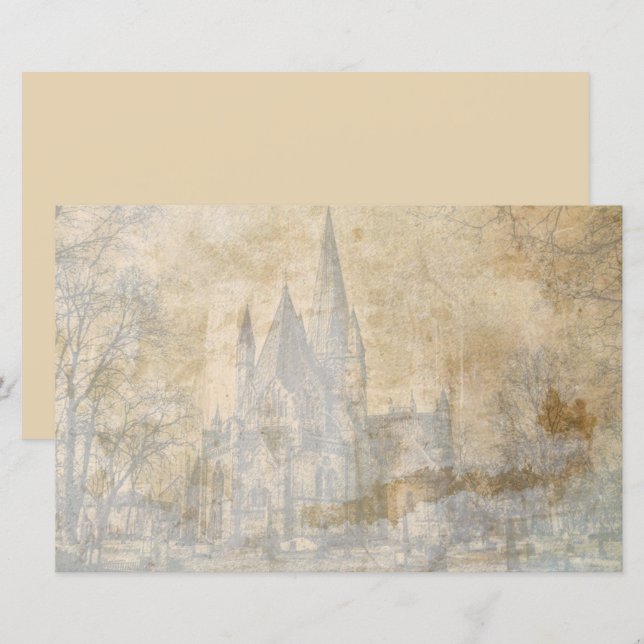 Papier decoupage pour scrapbooking de vieux châtea (Devant / Derrière)
