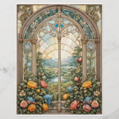 Papier Découpage - Un vitrail avec des fleurs (Devant)