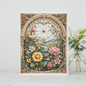 Papier Découpage - Un vitrail avec des fleurs (Debout devant)