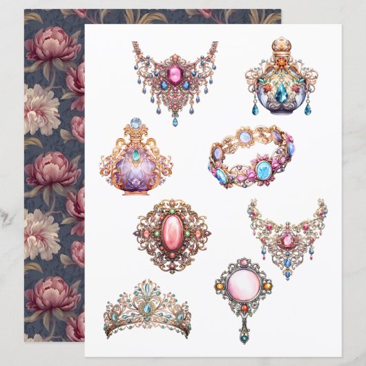 Papier Découper les bijoux Rococo (Devant / Derrière)