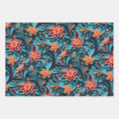 Papier d'écrêtage floral Feuille plate Ensemble de (Devant 3)