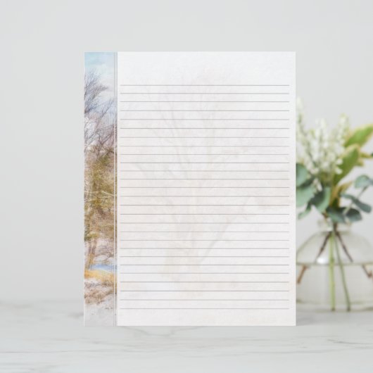 Papier d'écriture d'art de l'arbre d'hiver (Debout devant)