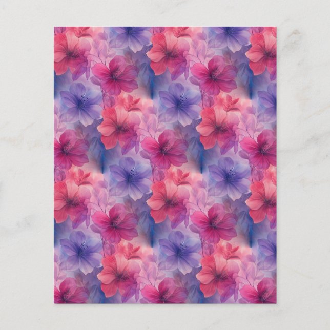 Papier d'écriture d'Hibiscus rose et violet (Devant)