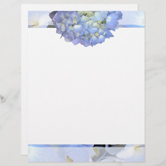 Papier d'écriture floral bleu clair (Devant / Derrière)