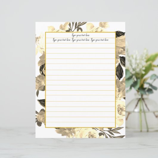 Papier d'écriture Floral Magnolia Golden (Debout devant)