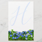 Papier d'écriture Monogramme Blue Hydrangea Garden (Devant)