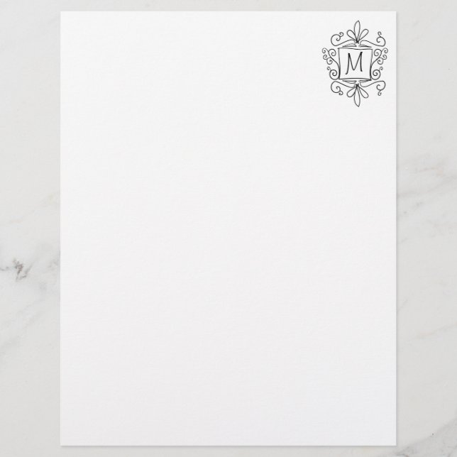 Papier d'écriture monogramme tourbillonnant (Devant)