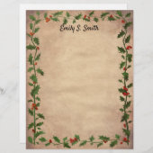 Papier d'écriture personnalisé de Noël Vintage (Devant / Derrière)