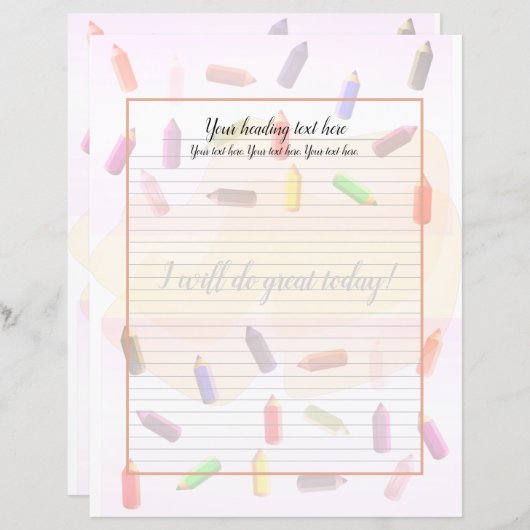 Papier d'écriture recouvert de crayons colorés (Devant / Derrière)