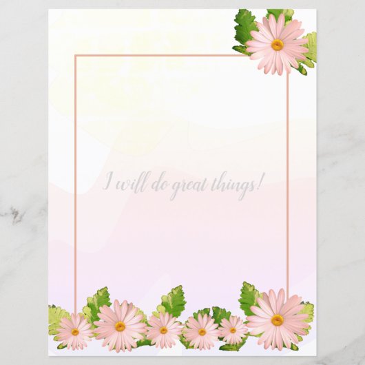 Papier d'écriture rose pâle floral (Dos)