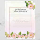 Papier d'écriture rose pâle floral (Devant / Derrière)