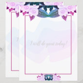 Papier d'écriture rose violet Rose Floral (Devant / Derrière)