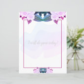 Papier d'écriture rose violet Rose Floral (Debout devant)