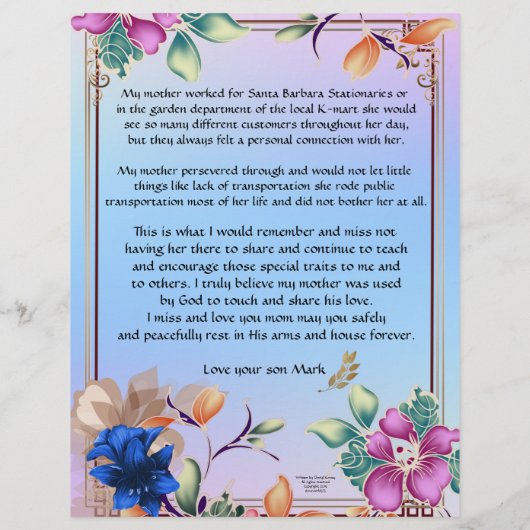 Papier Dédication de Mark Personalized Stationnel (Dos)