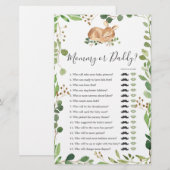 Papier Deer Baby shower maman ou papa jeu (Devant / Derrière)