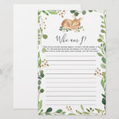 Papier Deer Baby shower Qui Suis-Je Joué (Devant / Derrière)