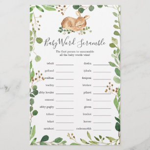 Papier Deer Baby shower Word Scramble Jeu