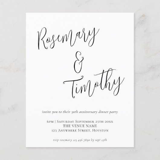 Papier Déjeuner de Mariage de script informel Budget (Devant)