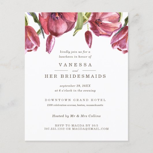 Papier Déjeuner du Mariage BRIDESMAIDS BUDGET Red Poppies (Devant)