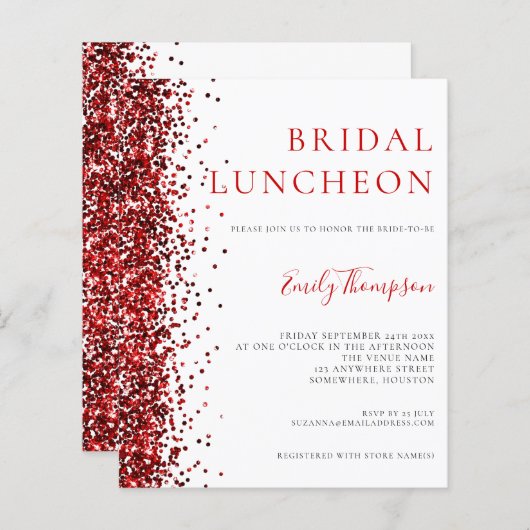 Papier Déjeuner nuptial Budget Invitation Parties scintil (Devant / Derrière)