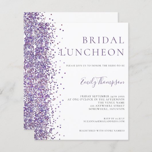 Papier Déjeuner nuptial Budget Parties scintillant violet (Devant / Derrière)