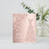 Papier Déjeuner nuptial budget rose robe or invitation (Debout devant)