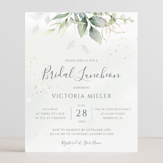Papier Déjeuner nuptial Eucalyptus Budget Invitation