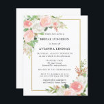 Papier Déjeuner nuptial rose-blanc<br><div class="desc">Des roses roses roses et des fleurs d'hydrangée blanches et vives sont nichées dans des feuilles verts et doux pour créer d'élégants arrangements floraux qui décorent un cadre doré brillant qui entoure vos détails du déjeuner nuptial. Cet article fait partie de la collection de Fêtes des mariées florales rose et...</div>