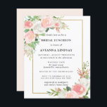 Papier Déjeuner nuptial rose-blanc<br><div class="desc">Des roses roses roses et des fleurs d'hydrangée blanches et vives sont nichées dans des feuilles verts et doux pour créer d'élégants arrangements floraux qui décorent un cadre doré brillant qui entoure vos détails du déjeuner nuptial. Cet article fait partie de la collection de Fêtes des mariées florales rose et...</div>