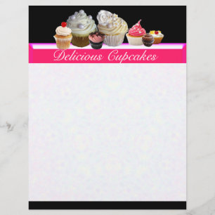Papier DÉLICIEUX CUPCAKES DESERT SHOP, Rose, Fuchsia Blan