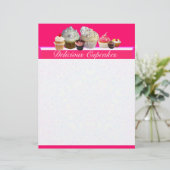 Papier DÉLICIEUX CUPCAKES DESERT SHOP, Rose, Fuchsia Blan (Debout devant)