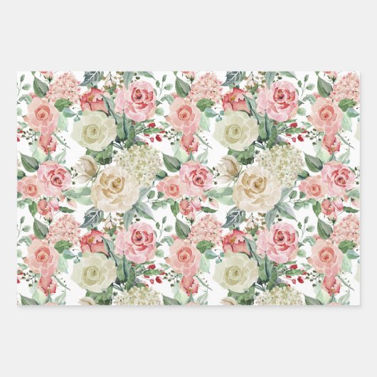 Papier d'emballage à feuilles Fleurs d'aquarelle P (Devant 3)