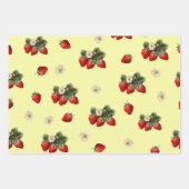 Papier d'emballage à la fraise avec fleurs sur fon (Devant 2)